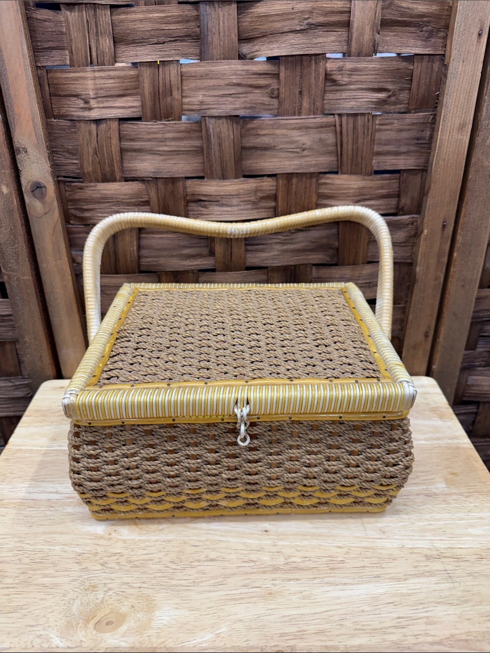 Vintage Sewing Woven Basket